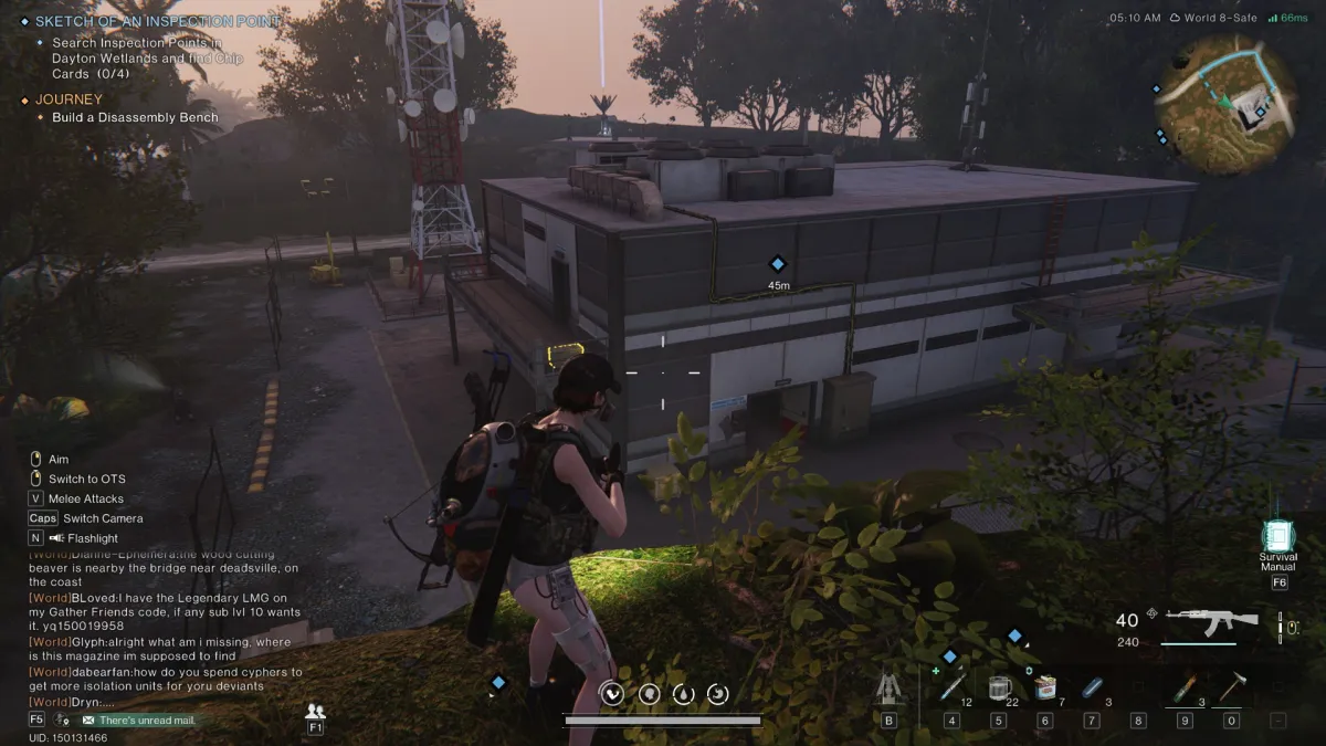 Image of the player standing on a cliff overlooking an office building