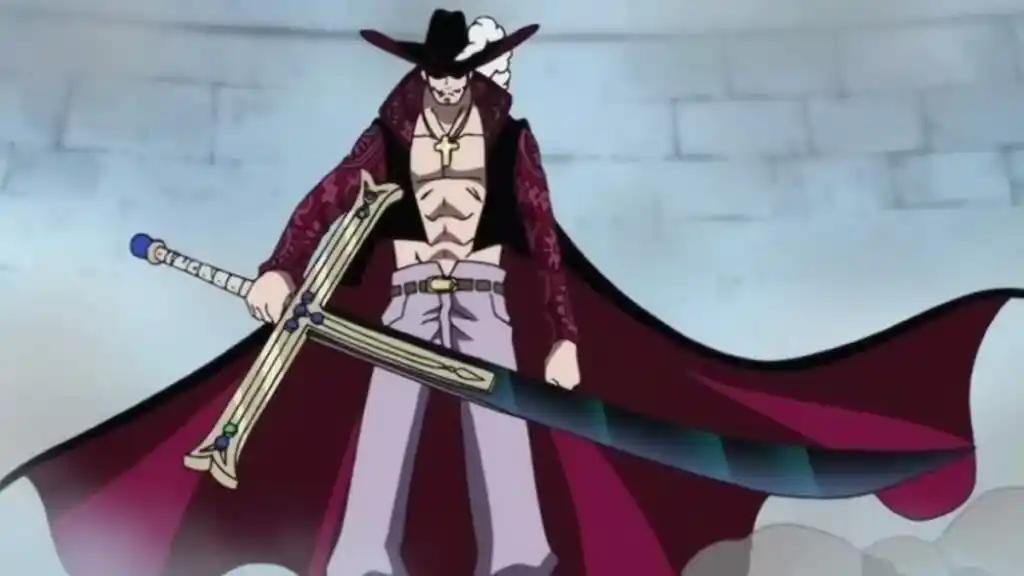 Mihawk with his sword Yoru in the One Piece anime