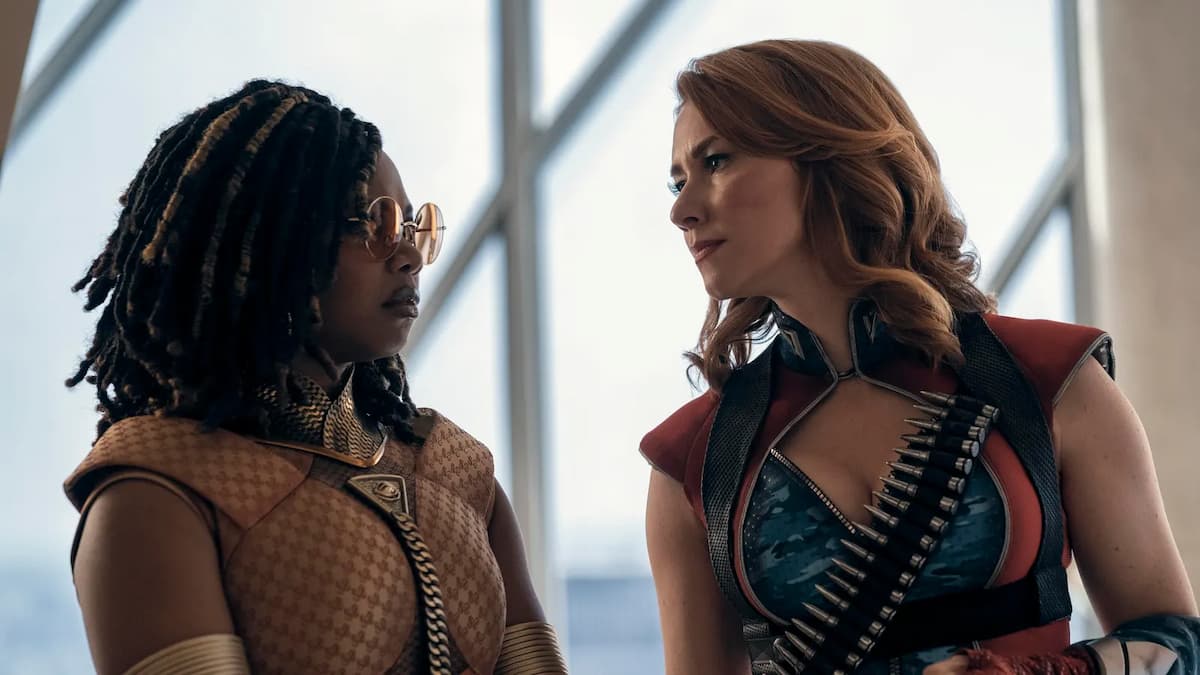 a still of sage and firecracker looking at each other in the boys season 4