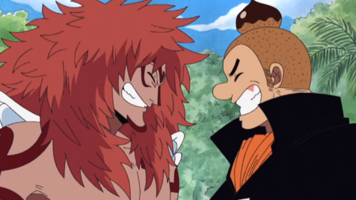 Kalgara and Noland One Piece laughing together in a jungle