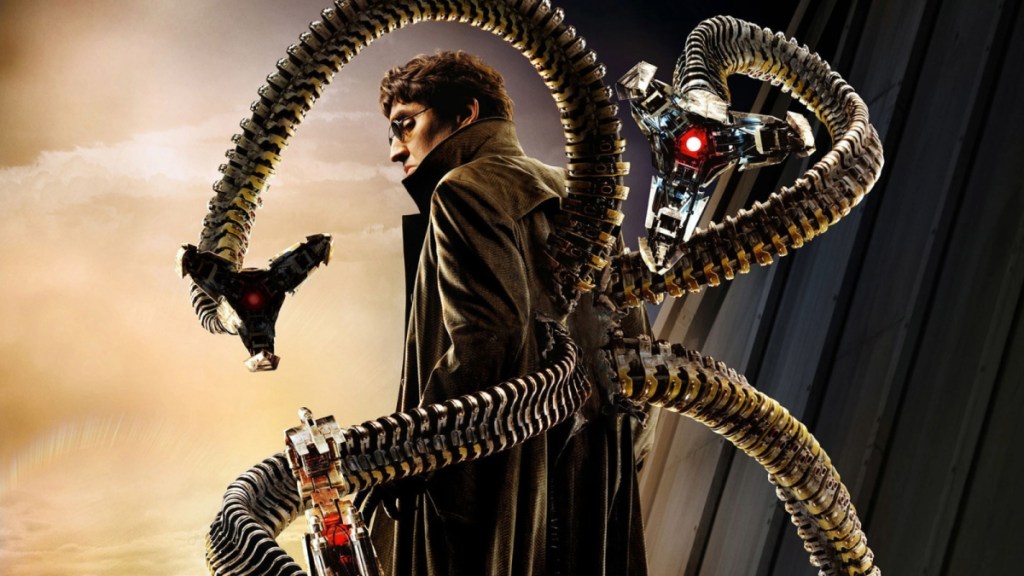 Alfred Molina as Otto Octavius/Doctor Octopus in Spider-Man 2 key art