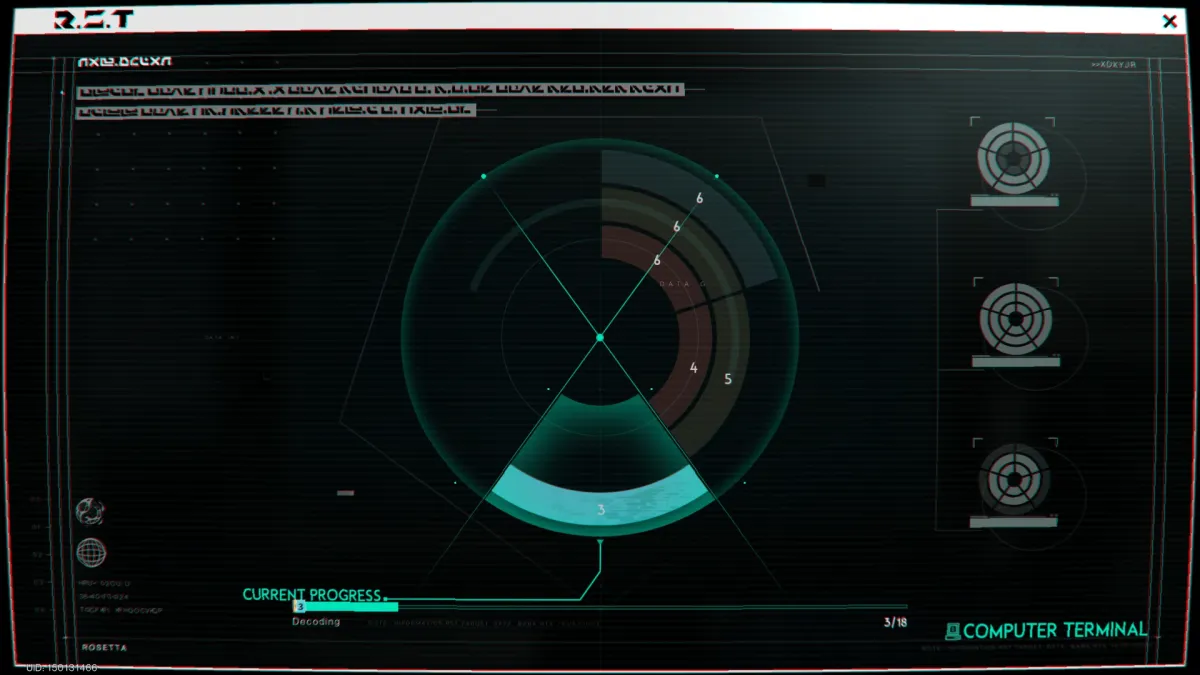 Image of the terminal screen puzzle with a three-layered circle