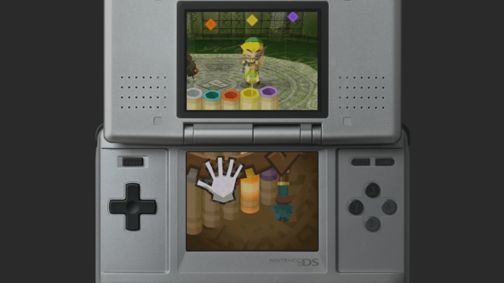a screenshot of the legend of zelda spirit tracks on a nintendo ds  as part of a list ranking all top-down zelda games from worst to best.