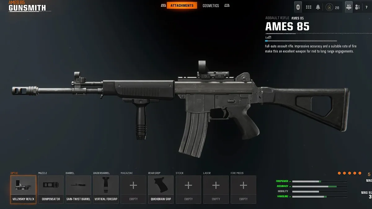 Ames 85 class setup in Black Ops 6.