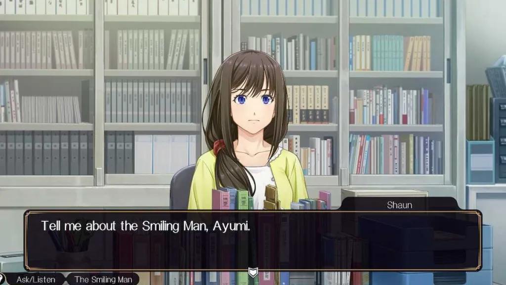 Asking Ayumi about the Smiling Man in Emio: The Smiling Man