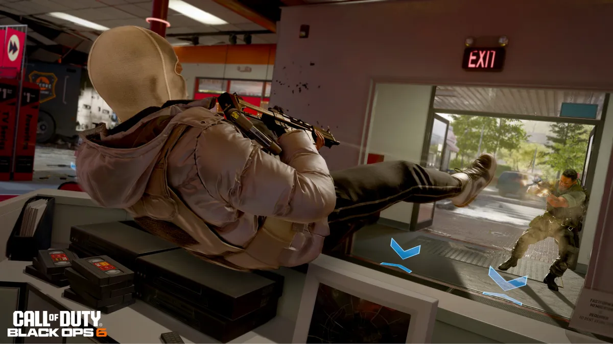 A player using the slide cancel feature in Black Ops 6.