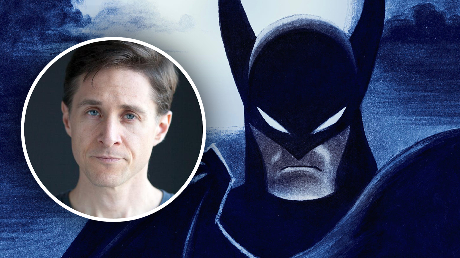 Yuri Lowenthal's headshot and key art for Batman: Caped Crusader