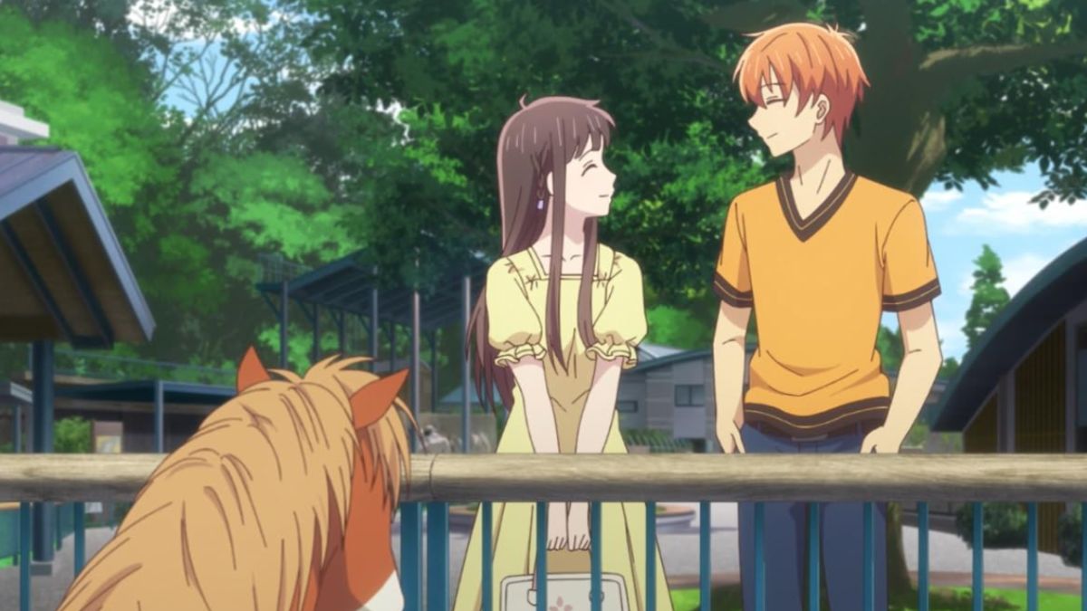 Two anime characters, Tohru and Kyo, on a date