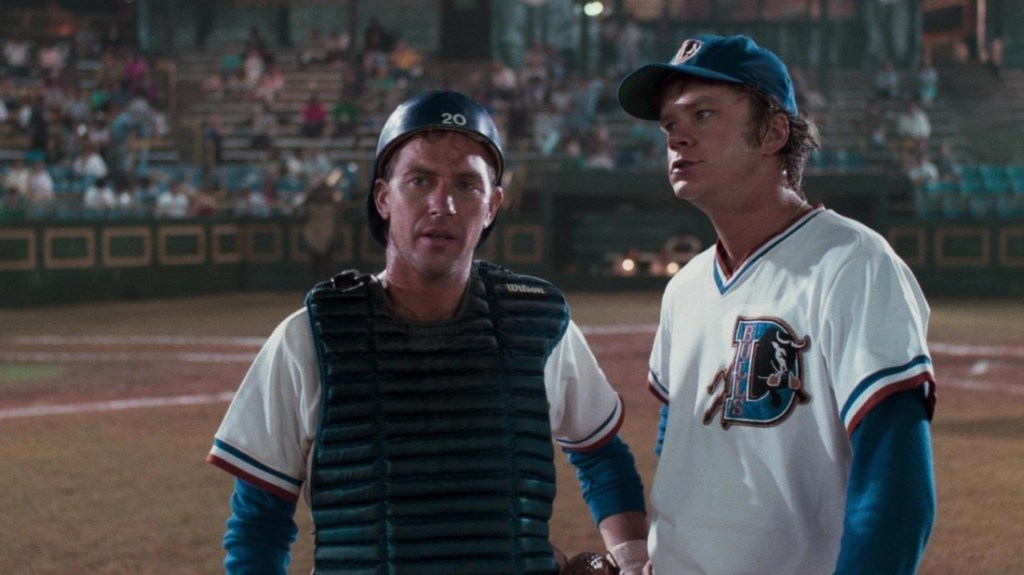 Kevin Costner in Bull Durham as part of an article about the best sports movies of all time.