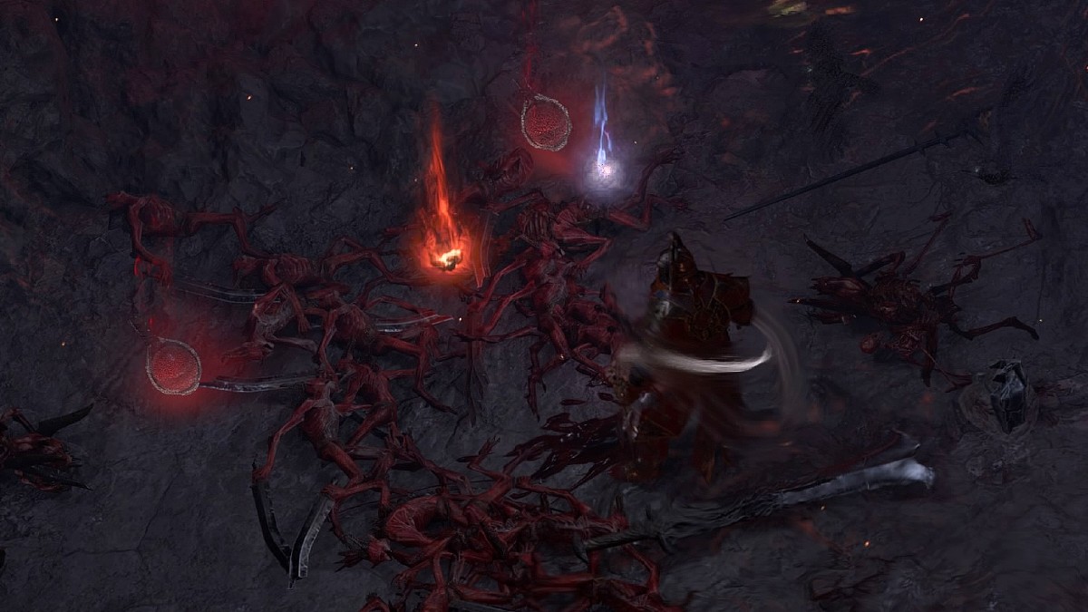 Burning Aether on the ground in Diablo 4.