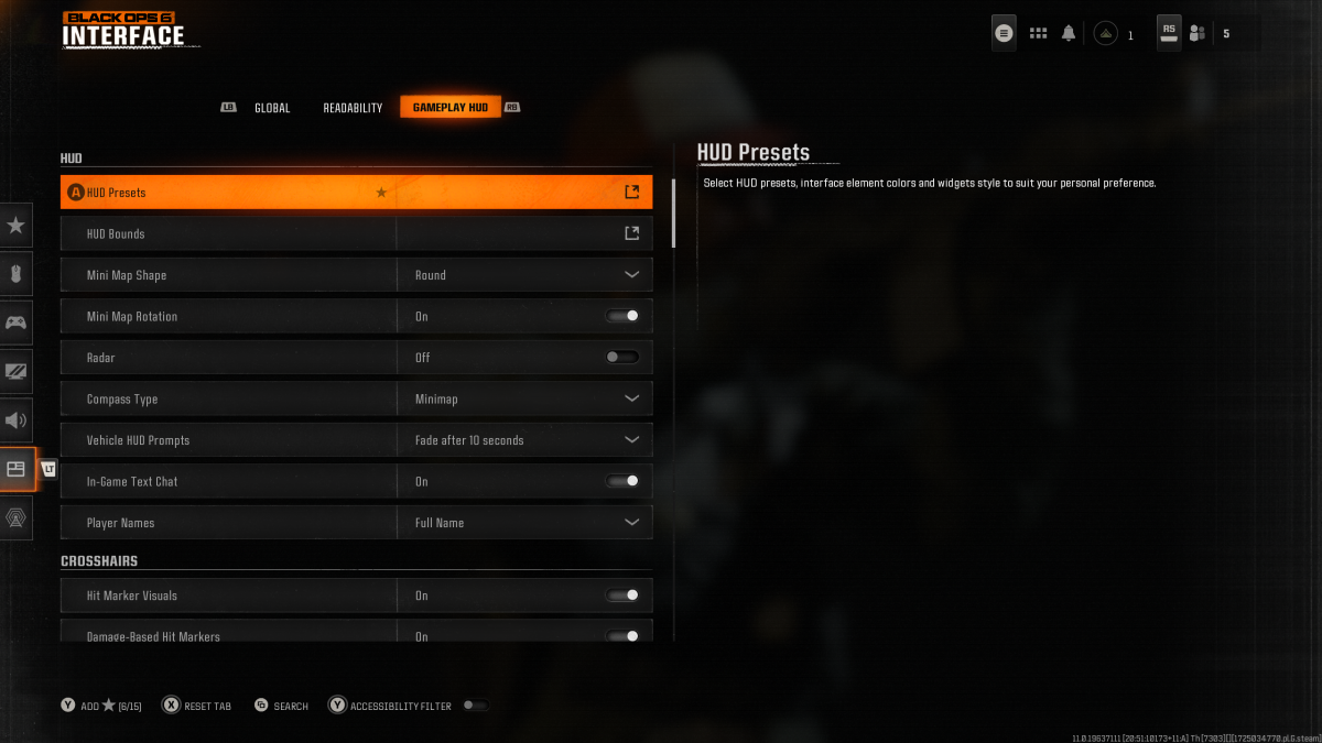 The HUD settings in Black Ops 6 (BO6)