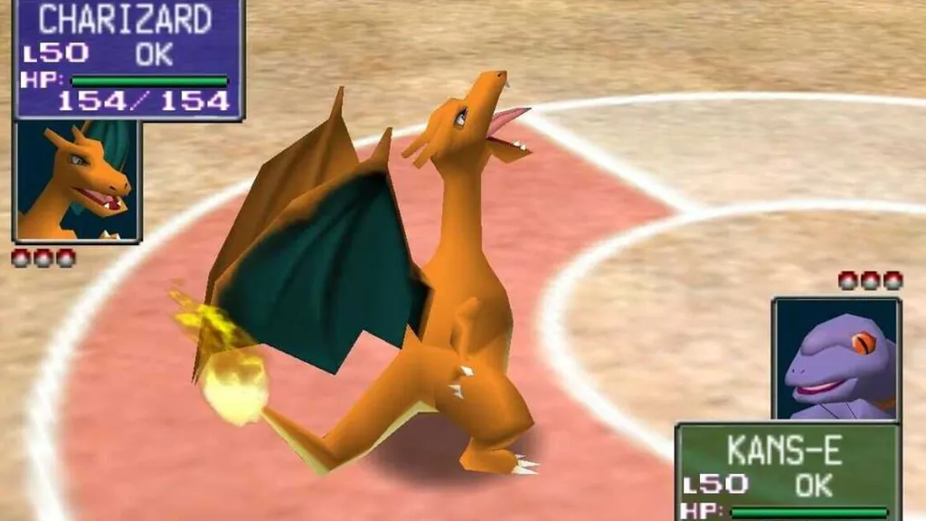 Charizard battling in Pokemon Stadium