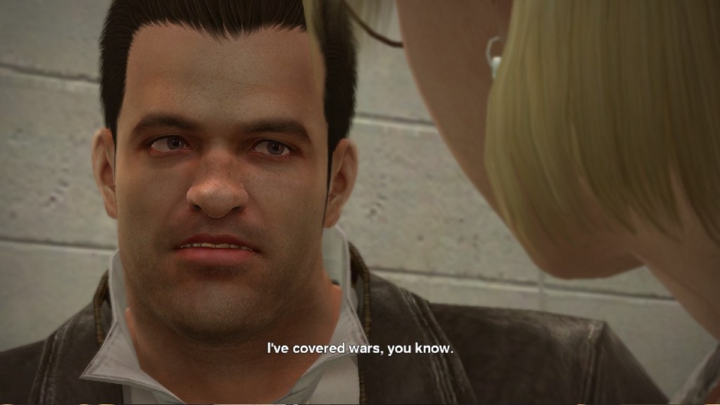 An image of Frank West speaking to Jessie in Dead Rising HD in a preview of Dead Rising Deluxe Remaster