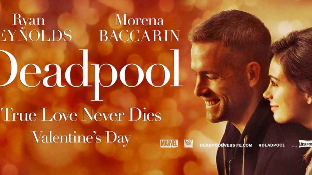 A billboard marketing teh 2016 Deadpool as a romance film