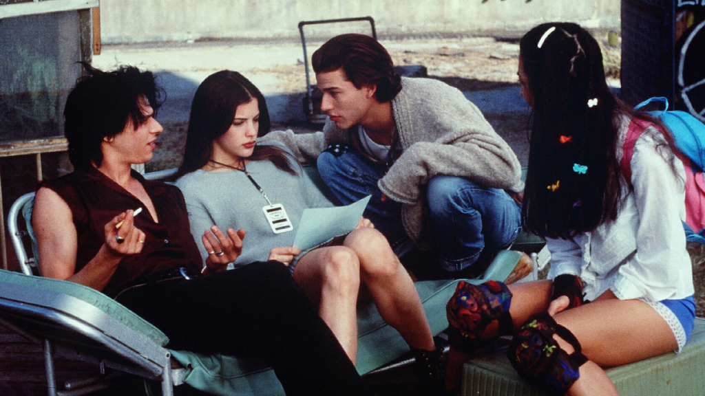 A still from Empire Records featuring the core cast