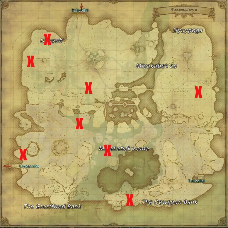 ff14 dawntrail Kozama'uka map of s rank monster spawns