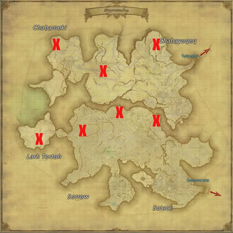 ff14 dawntrail Urqopacha map of s rank monster spawns