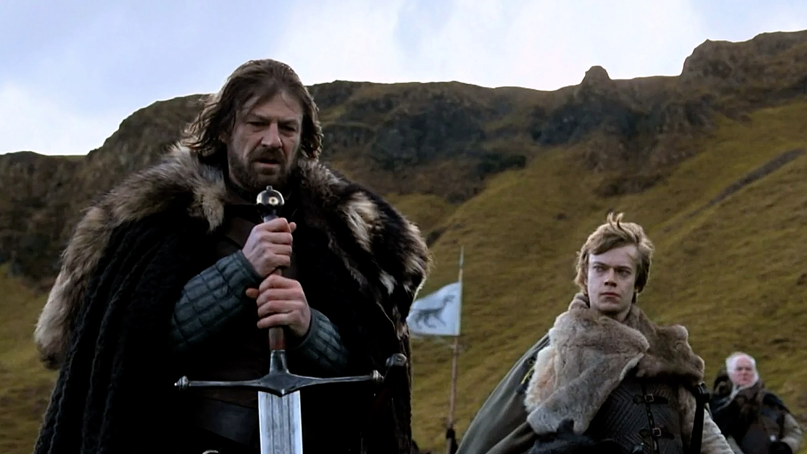 Ned Stark and Theon Greyjoy in the unaired Game of Thrones pilot