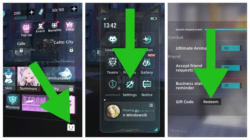 How to redeem codes in Cat Fantasy