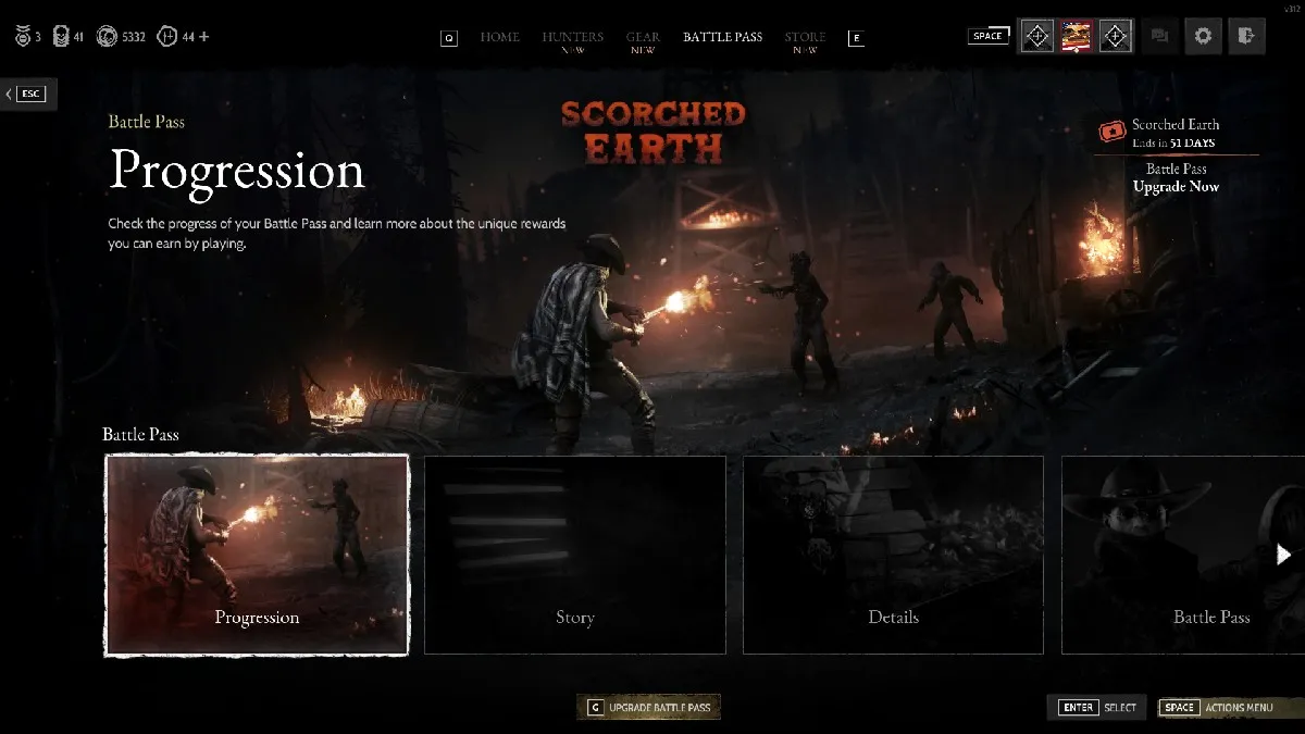 The new Hunt: Showdown 1896 user interface after the recent update that has brought in plenty of bad reviews