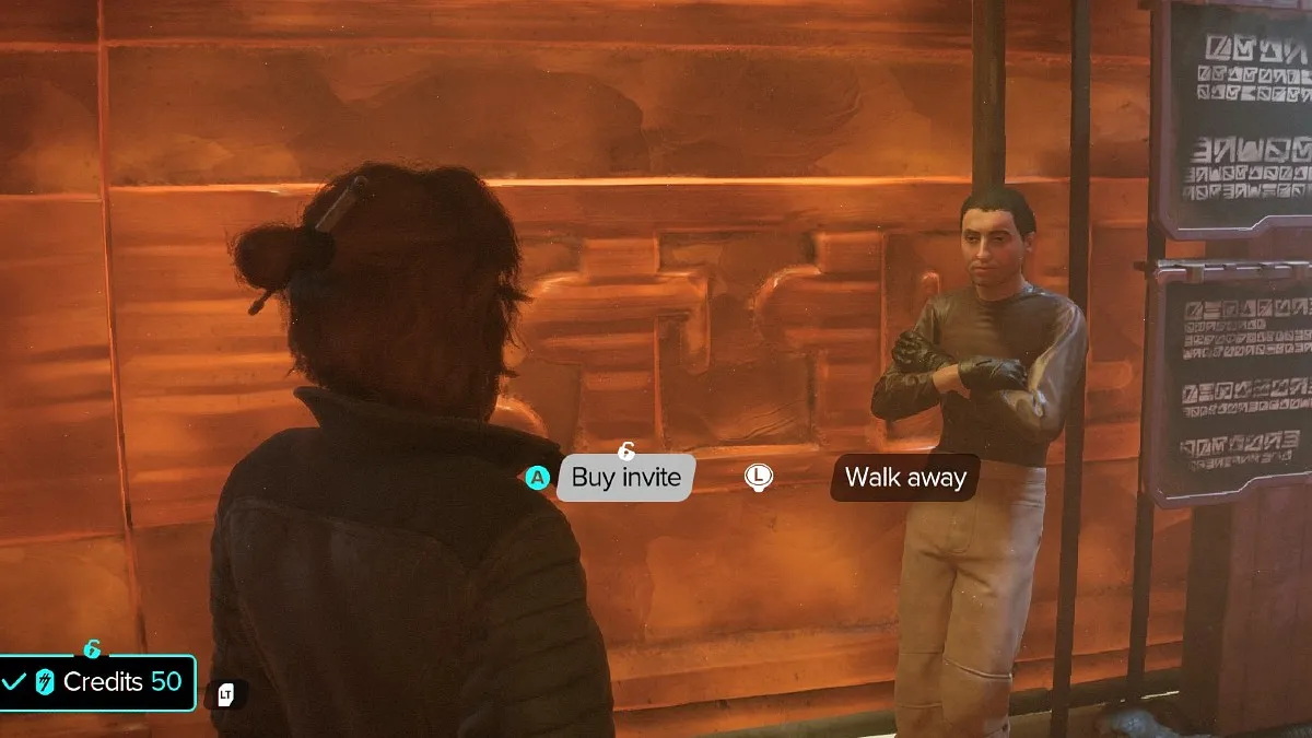 Buying an invite to Gorak's Suite in Star Wars Outlaws.