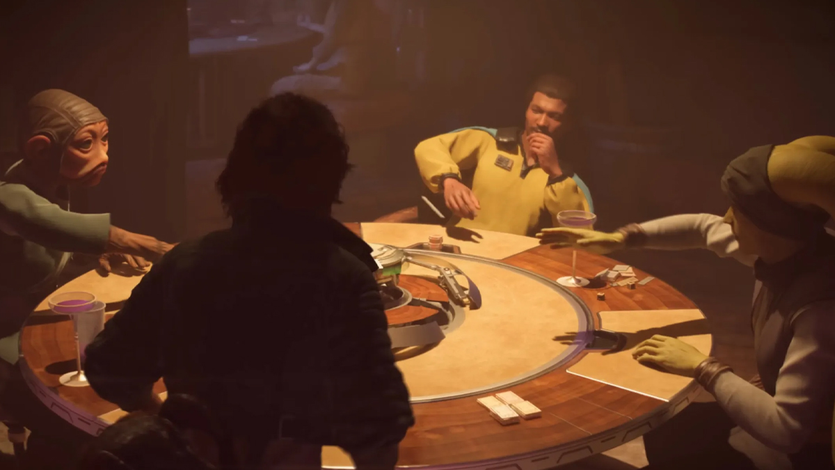 Lando Calrissian playing Sabacc in Star Wars Outlaws