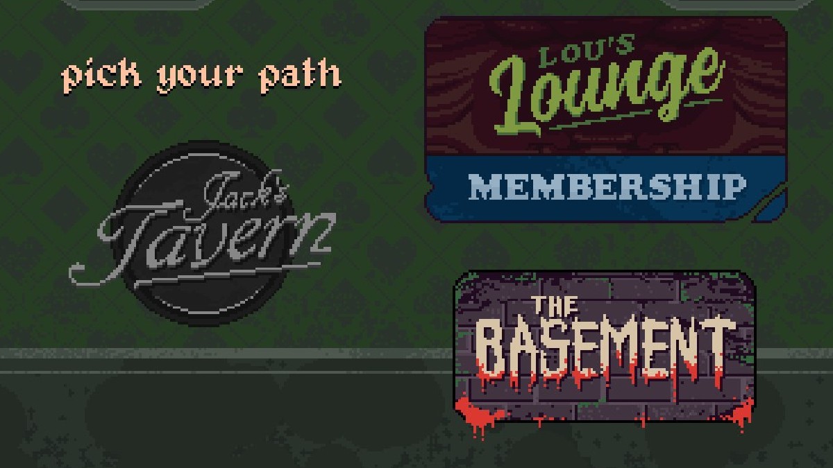 Two different paths in Dungeons & Degenerate Gamblers with the option to select either Lou's Lounge or The Basement in an article detailing which option to pick