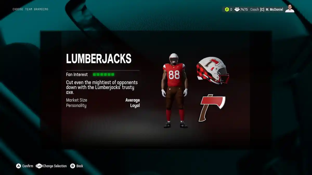 The Lumberjacks as part of an article about relocations options in Madden NFL 25.