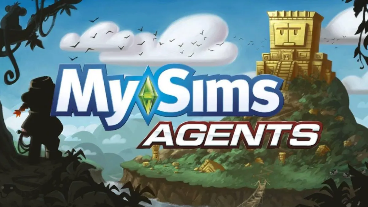 Promo image for the game MySims Agents, featuring the game logo and artwork