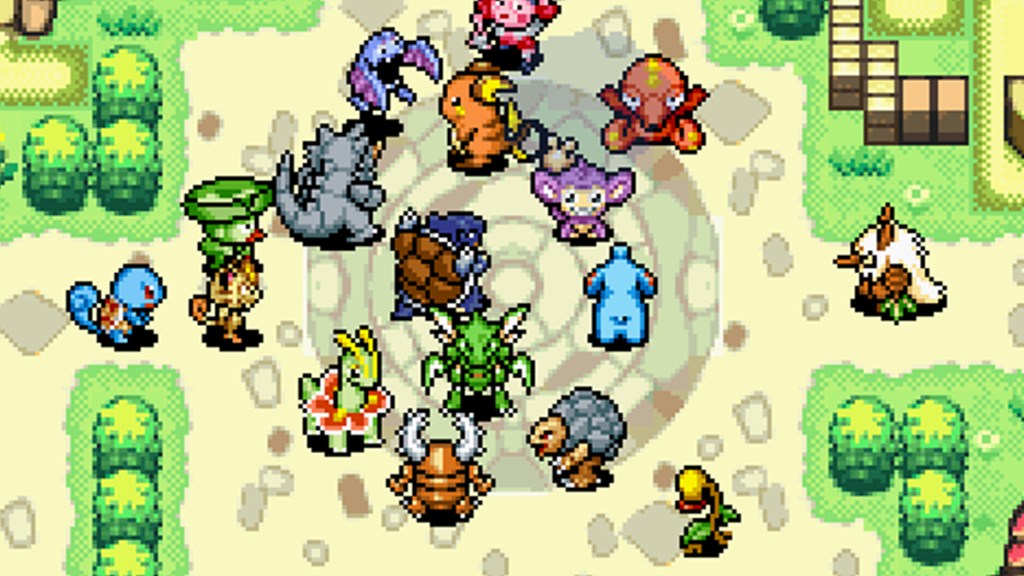 Pokemon standing in town square of Mystery Dungeon Red Resue Team