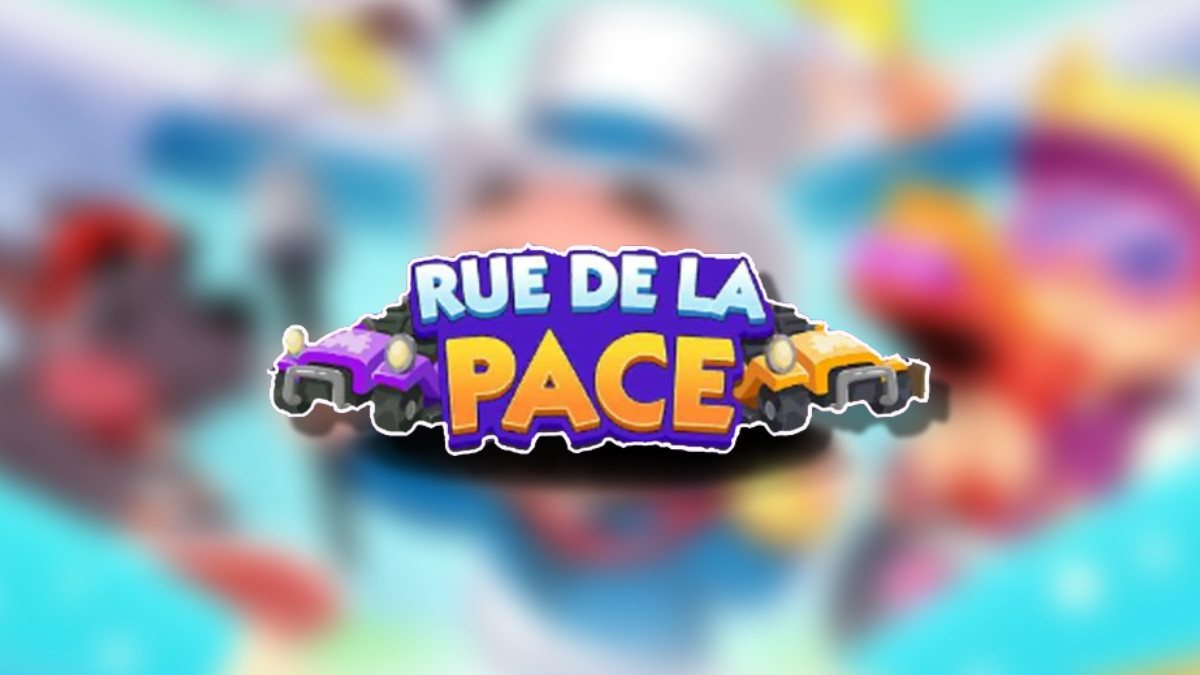 The Rue De La Pace logo on top of a blurred Monopoly GO background in an article detailing all of the rewards and milestones players can earn during this tournament