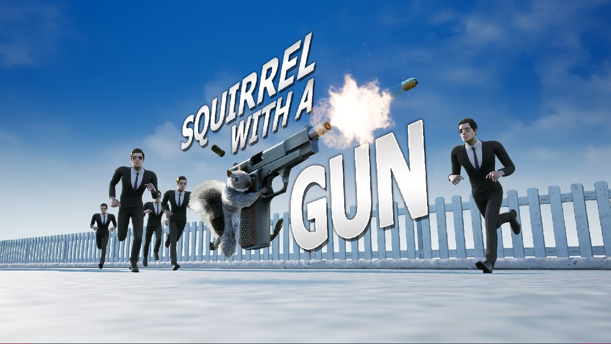 Squirrel With A Gun keyart in a review of a game with the same name