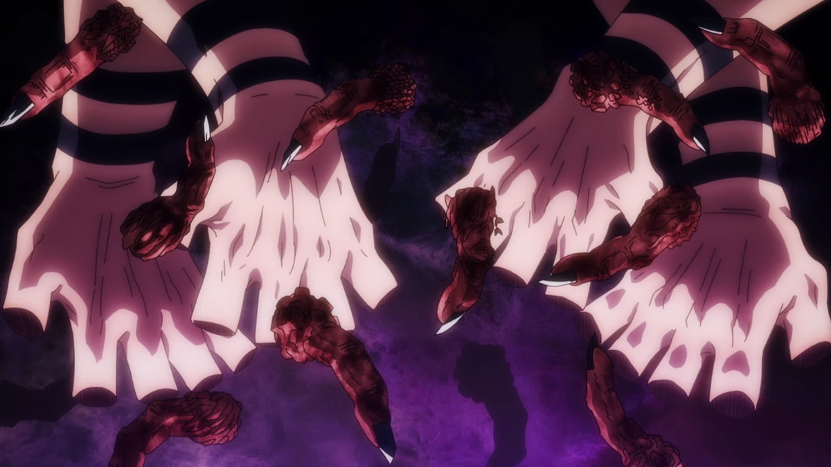 Sukuna fingers in Jujutsu Kaisen screenshot from the anime