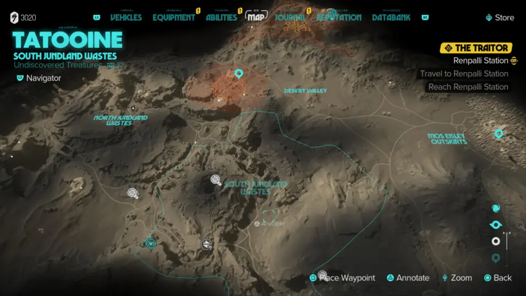 Tatooine map in Star Wars Outlaws