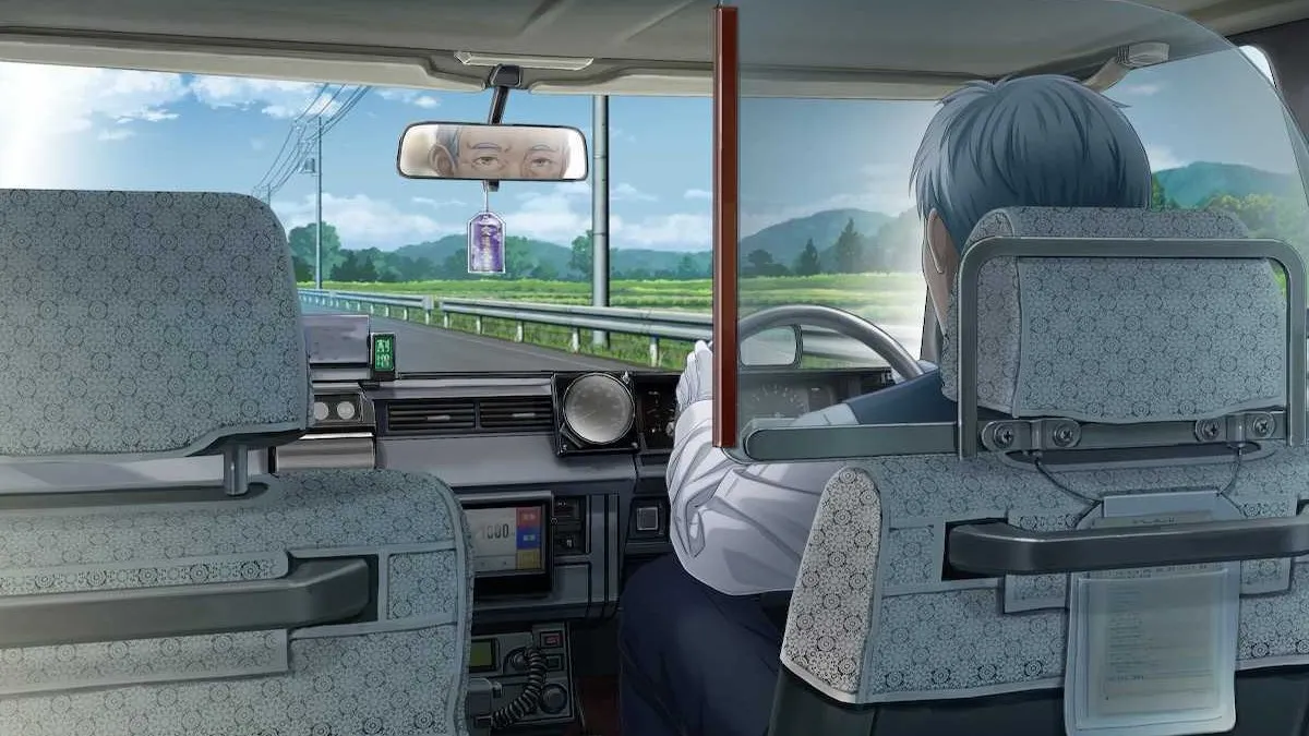 Inside of a Taxi in Emio: The Smiling Man