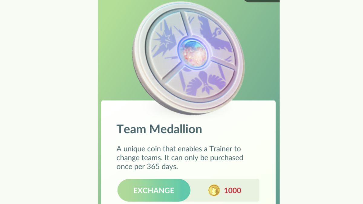 Screenshot of the Team Medallion item in Pokemon GO