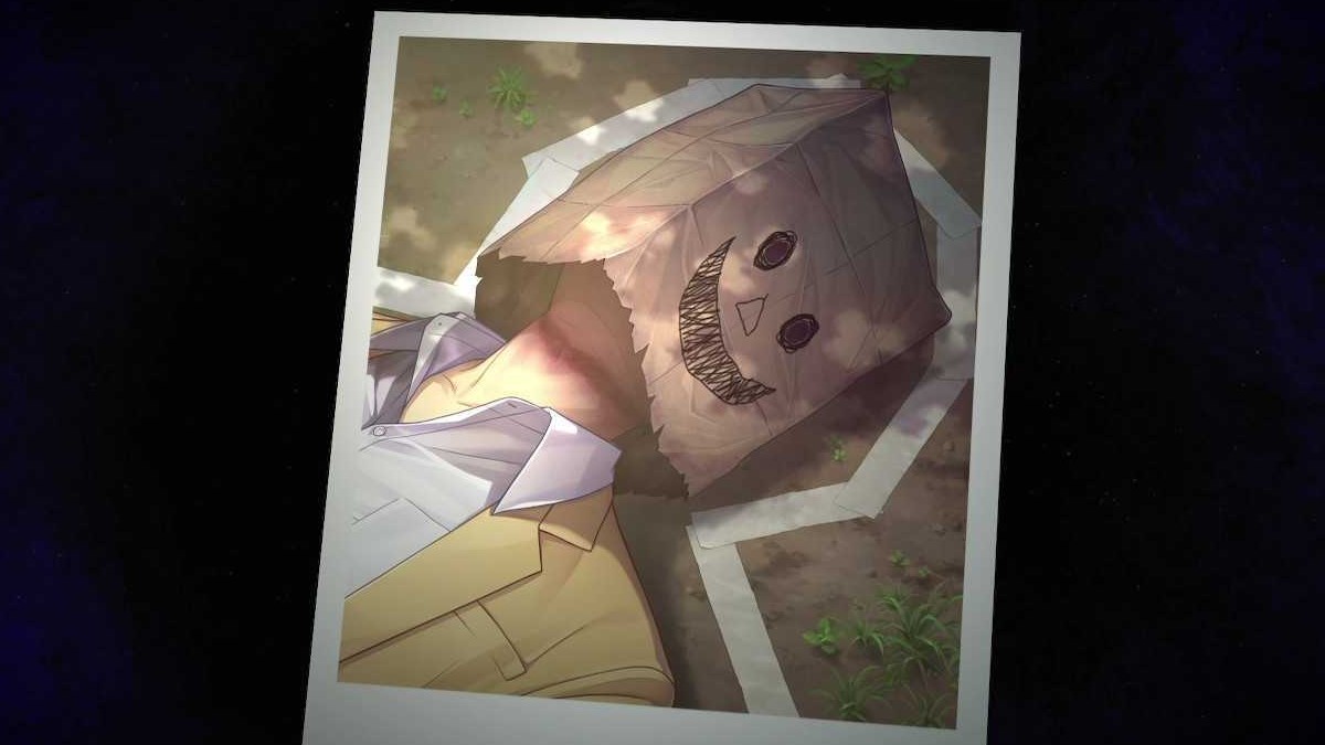 An image of a character in Emio: The Smiling Man with a paper bag stuck over their head