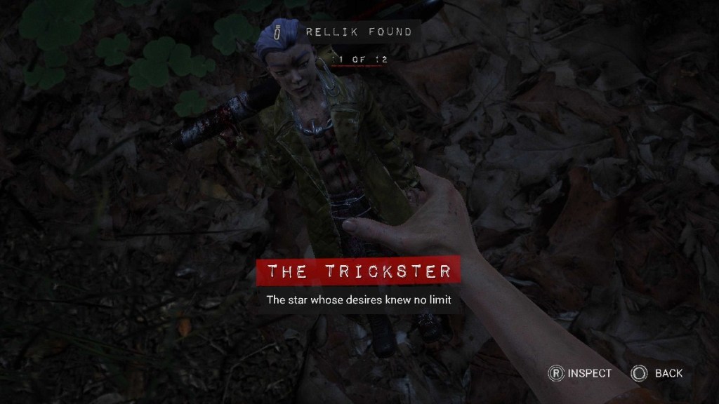 The Trickster Rellik in hand, looking like a figurine 