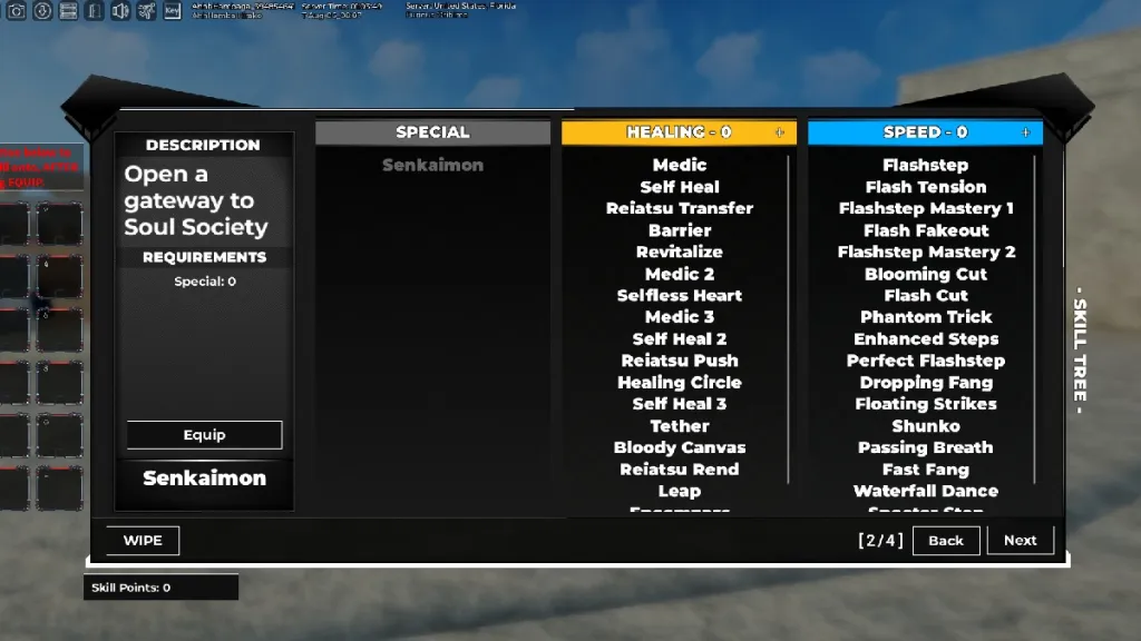 An image showing the In Game Menu of Type Soul where the option to select Clan Wars would be