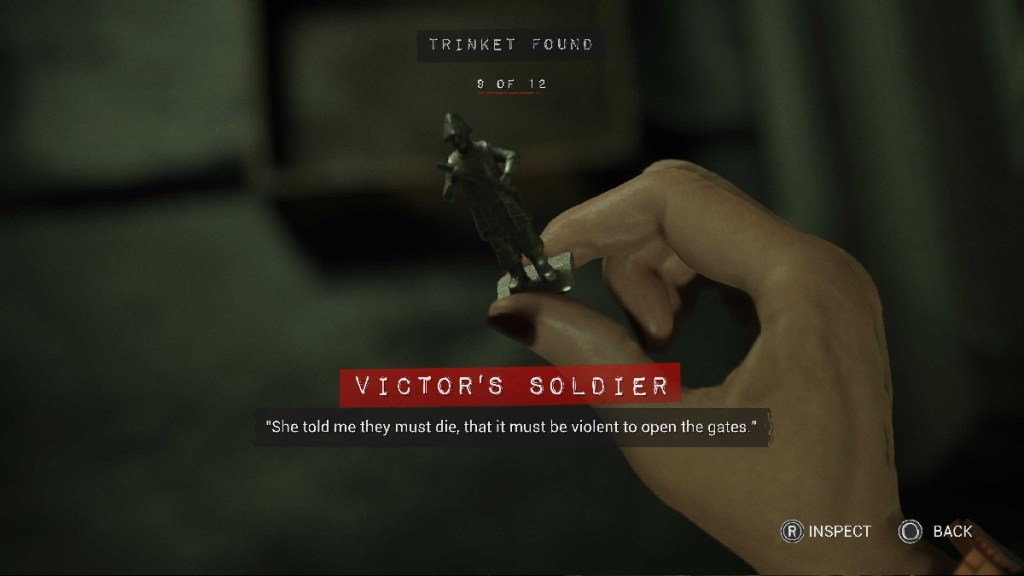 Victor's Solider trinket in The Casting of Frank Stone