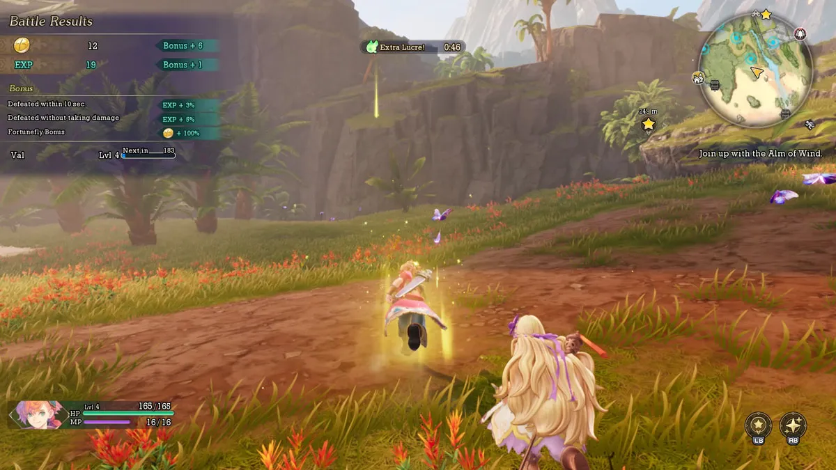 A player running in Visions of Mana as part of an article about how to make money fast.