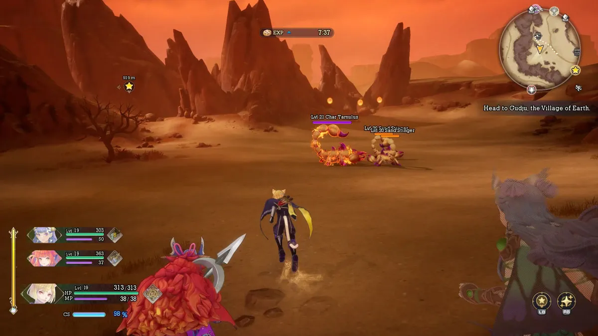 The player charges towards an enemy in a red desert