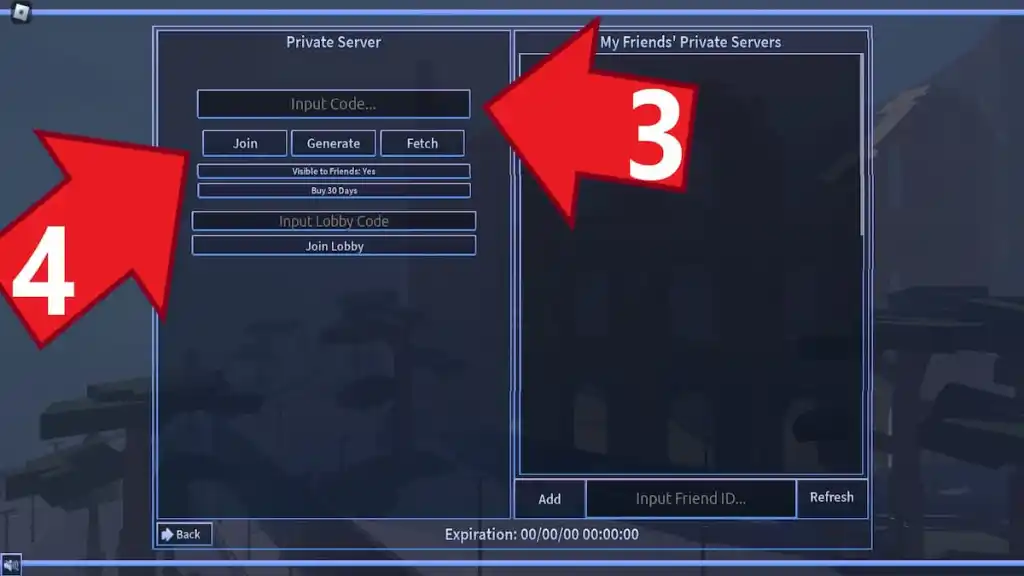 A Universal Time Private Servers menu.