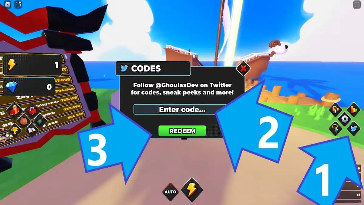 How to redeem codes in Anime Power Evolution Simulator