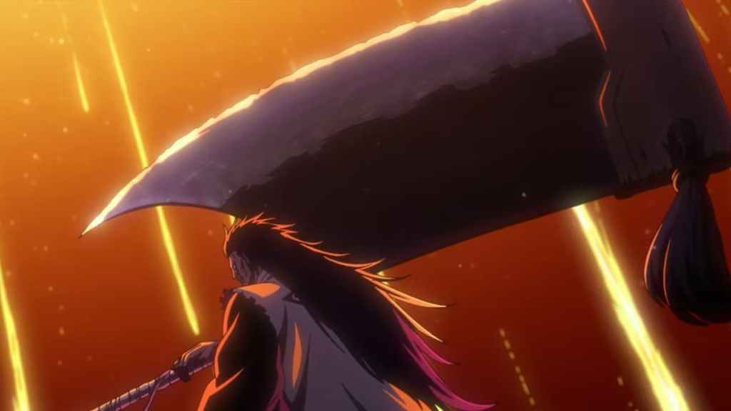 Kenpachi using his Shikai in the Bleach Thousand Year Blood War anime