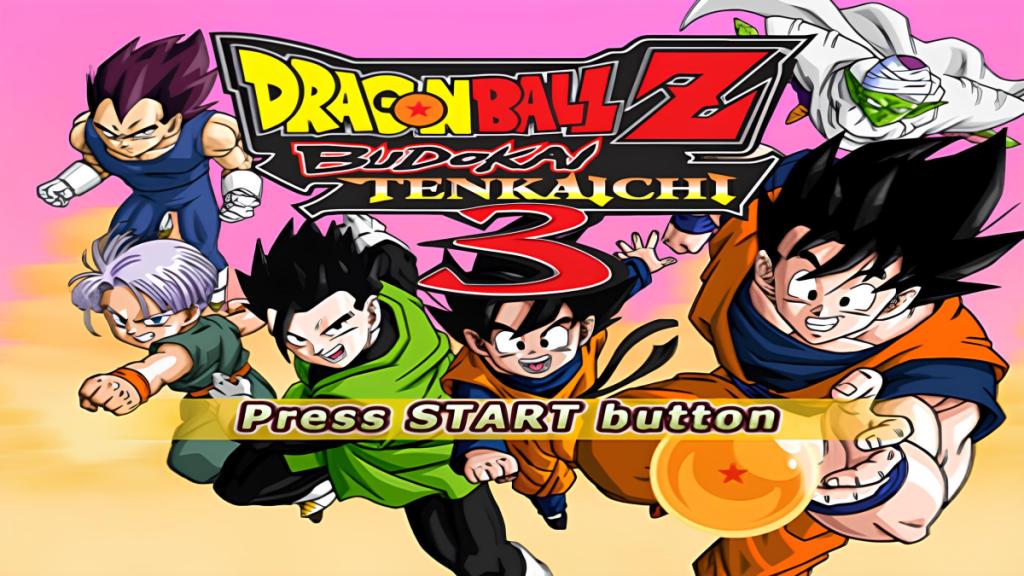 The Z-Fighters reach for a Dragon Ball in the clouds as part of an article about every Dragon Ball Budokai game ranked