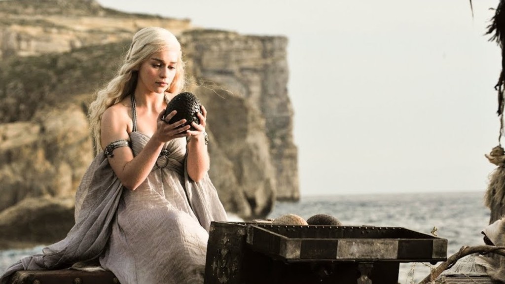 daenerys targaryen With her dragon eggs in Game of THrones season 1