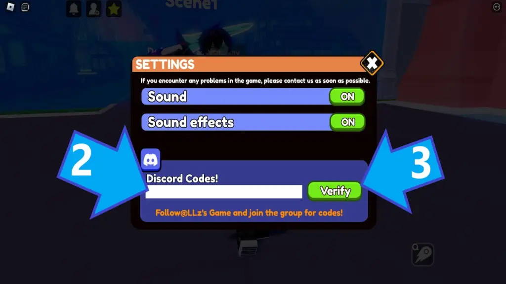 Discord Codes text box in Demon Sword Reincarnation