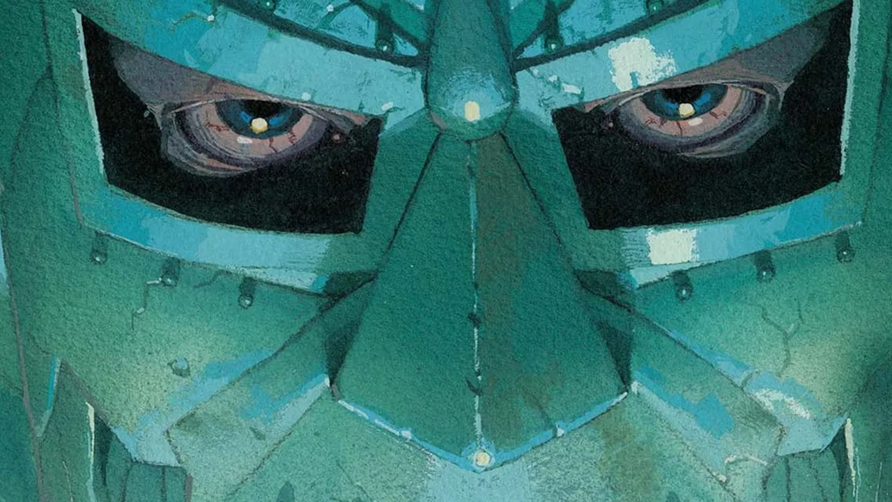 Doctor Doom, a close up of Doom's face in the mask.