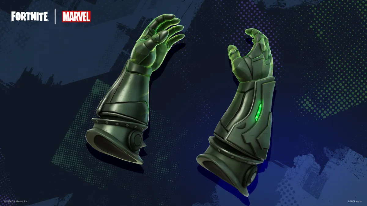 Doom's Arcane Gauntlets in Fortnite Absolute Doom as part of an article about all the Marvel items and how to get them.